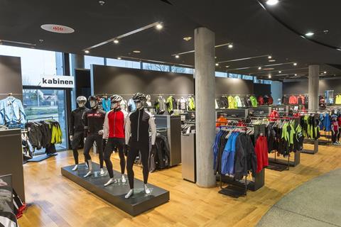 The store also sells a selection of cycling fashions